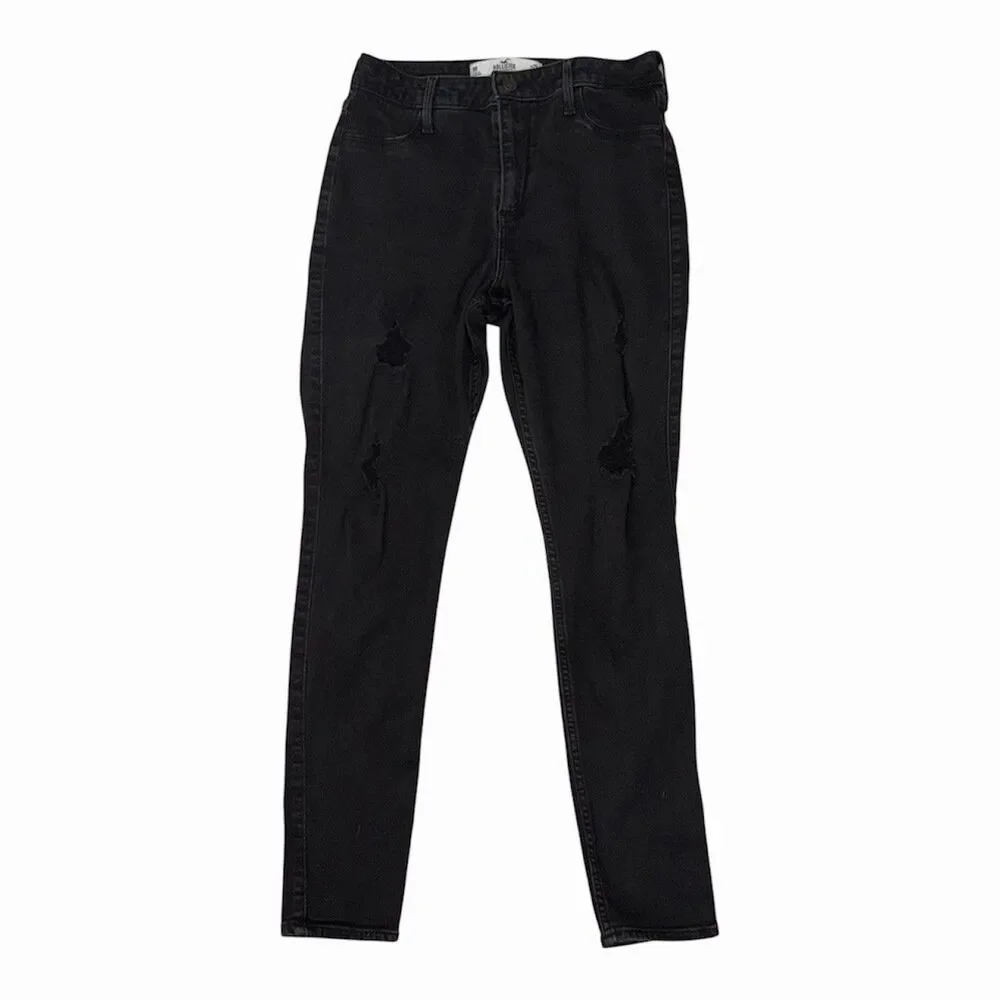 Hollister Jean Legging Womens Junior 9R Black Distressed Curvy High Rise Stretch